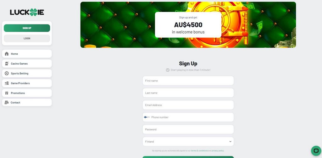 Luckzie Casino website
